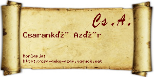 Csarankó Azár névjegykártya